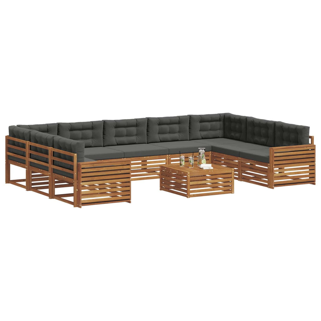 Outdoor Sofa Set with Cushion 10 pcs Natural and Anthracite