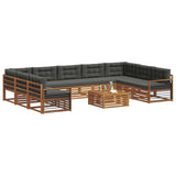 Outdoor Sofa Set with Cushion 10 pcs Natural and Anthracite