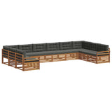 Sofa Sets 7 pcs Natural and Anthracite Solid Acacia Wood