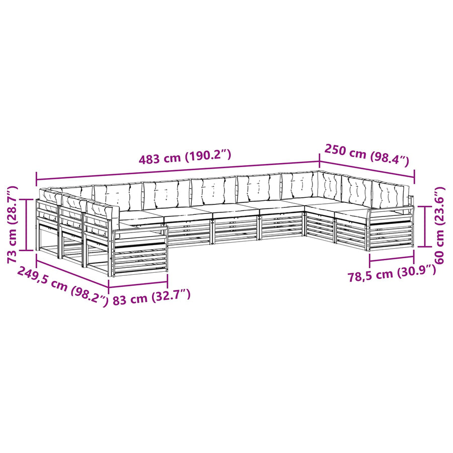 Outdoor Sofa Set 7 pcs 10-Seaters Natural and Anthracite