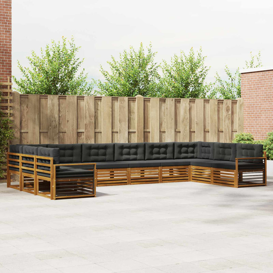 Outdoor Sofa Set 11 pcs 10-Seaters Natural and Anthracite