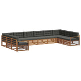 Sofa Sets 11 pcs Natural and Anthracite Solid Acacia Wood