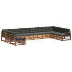 Outdoor Sofa Set 11 pcs 10-Seaters Natural and Anthracite