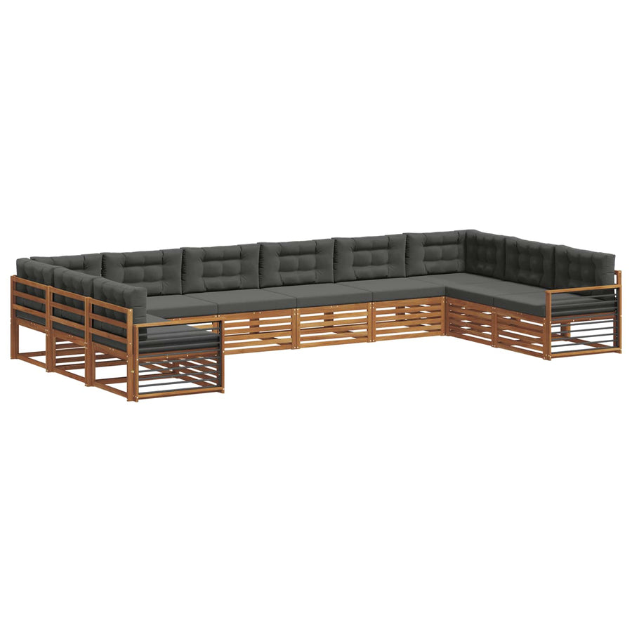 Outdoor Sofa Set 11 pcs 10-Seaters Natural and Anthracite