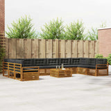 Sofa Sets 11 pcs Natural and Anthracite Solid Acacia Wood