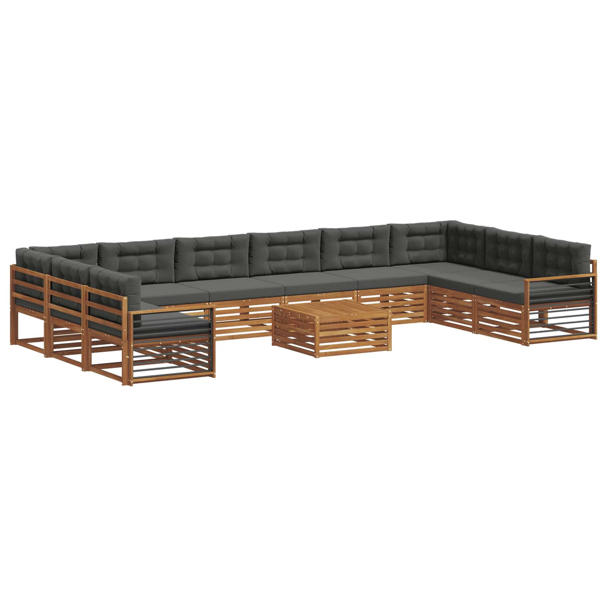 Sofa Sets 11 pcs Natural and Anthracite Solid Acacia Wood