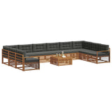 Sofa Sets 11 pcs Natural and Anthracite Solid Acacia Wood