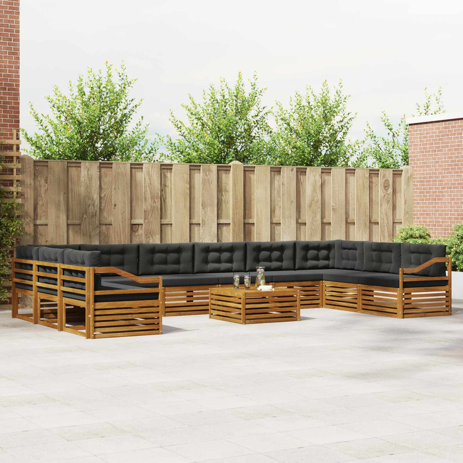 Outdoor Sofa Set 11 pcs 10-Seaters Natural and Anthracite