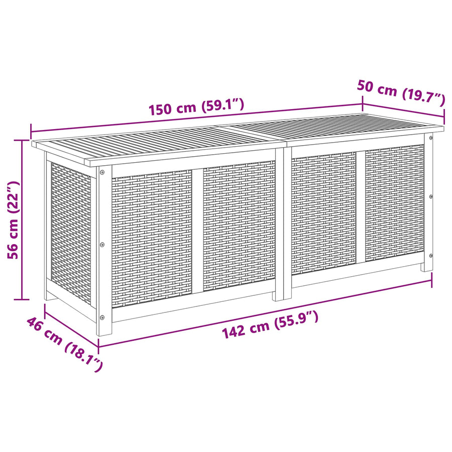 Garden Storage Box 185 L Solid Acacia Wood 150 x 50 x 56 cm