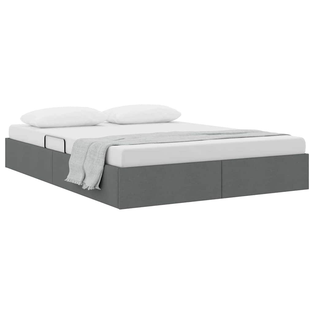 Storage Bed with Storage Dark Grey 137 x 190 cm Fabric