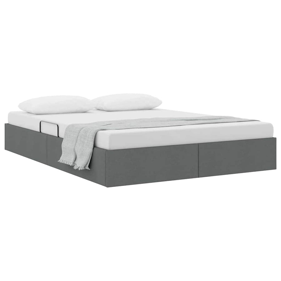 Storage Bed with Storage Dark Grey 137 x 190 cm Fabric