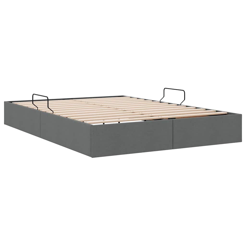 Storage Bed with Storage Dark Grey 153 x 203 cm Fabric