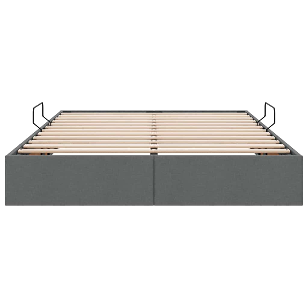 Storage Bed with Storage Dark Grey 153 x 203 cm Fabric