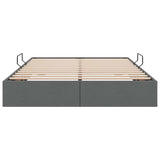 Storage Bed with Storage Dark Grey 153 x 203 cm Fabric - Close-Up Angle