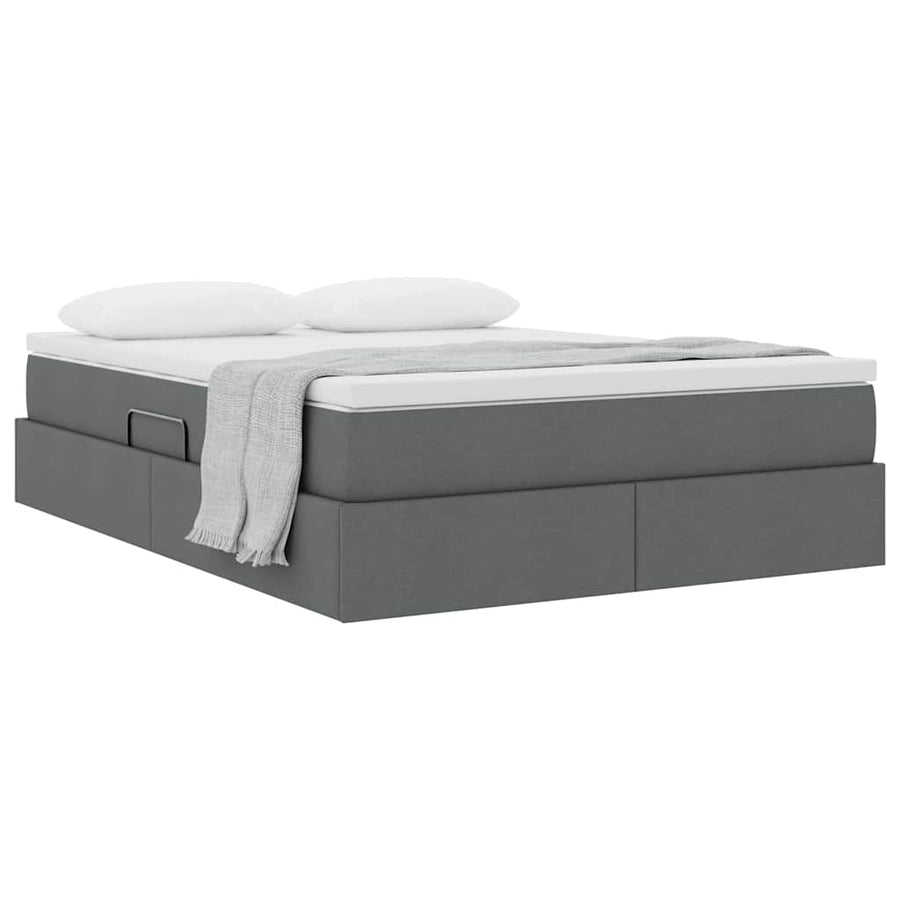 Storage Bed with Mattress Dark Grey 137 x 190 cm Polyester