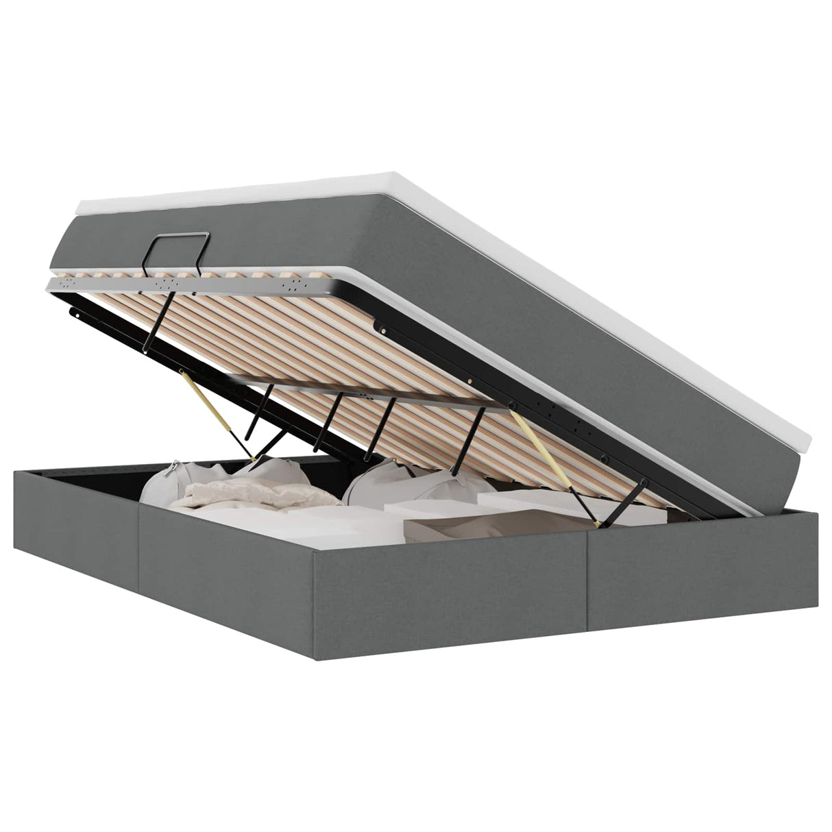 Storage Bed with Mattress Dark Grey 152 x 203 cm Polyester