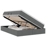 Storage Bed with Mattress Dark Grey 152 x 203 cm Polyester - Front View