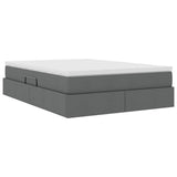 Storage Bed with Mattress Dark Grey 152 x 203 cm Polyester