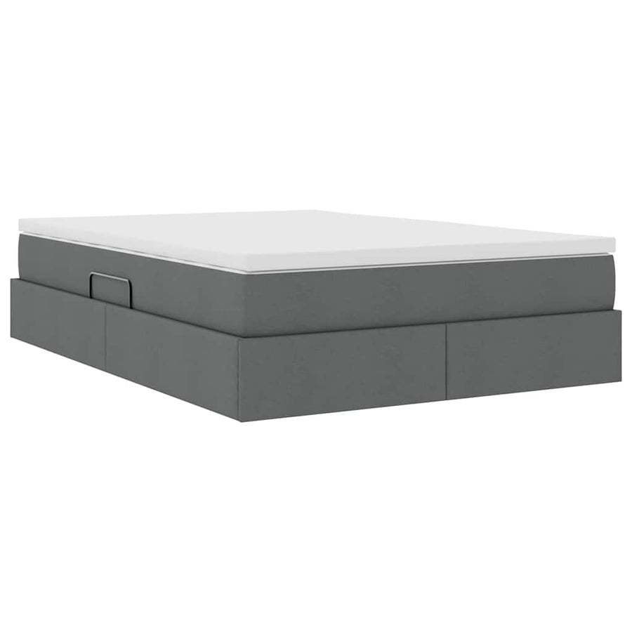 Storage Bed with Mattress Dark Grey 152 x 203 cm Polyester