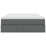 Storage Bed with Mattress Dark Grey 152 x 203 cm Polyester - Close-Up Angle