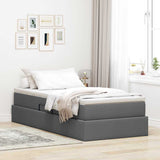 Storage Bed with Mattress Dark Grey 107 x 203 cm Polyester