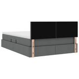 Storage Bed with Mattress Dark Grey 152 x 203 cm Fabric - Extra Image