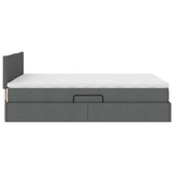 Storage Bed with Mattress Dark Grey 152 x 203 cm Fabric - Extra Image