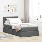 Storage Bed with Mattress Dark Grey 107 x 203 cm Fabric