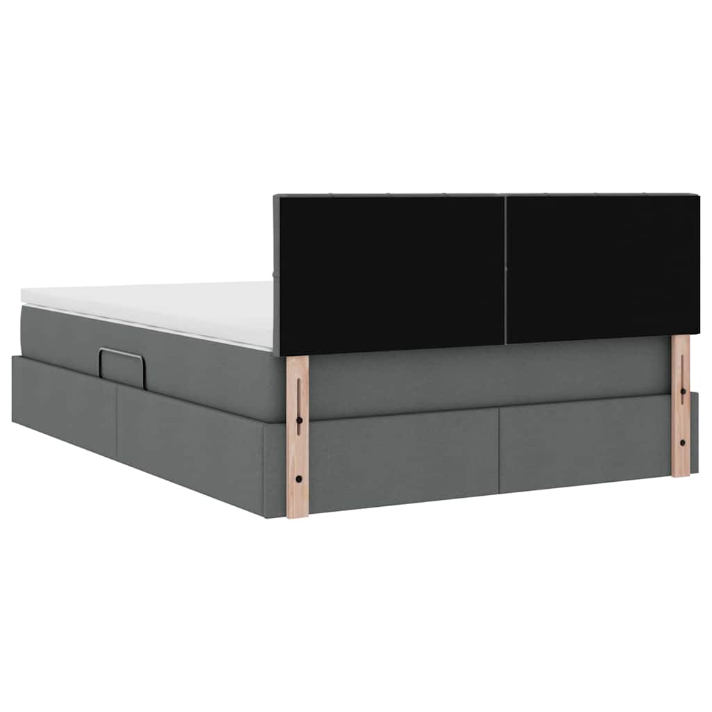 Storage Bed with Mattress Dark Grey 137 x 190 cm Fabric