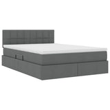 Storage Bed with Mattress Dark Grey 152 x 203 cm Fabric - 45-Degree Angle