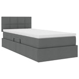 Storage Bed with Mattress Dark Grey 107 x 203 cm Fabric - 45-Degree Angle