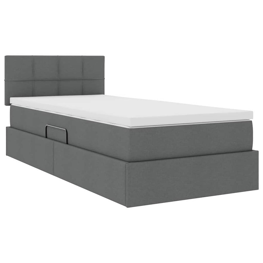 Storage Bed with Mattress Dark Grey 107 x 203 cm Fabric