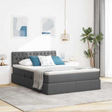 Storage Bed with Mattress Dark Grey 137 x 190 cm Fabric