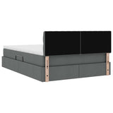 Storage Bed with Mattress Dark Grey 137 x 190 cm Fabric - Extra Image