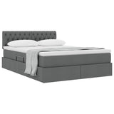 Storage Bed with Mattress Dark Grey 137 x 190 cm Fabric - Side View