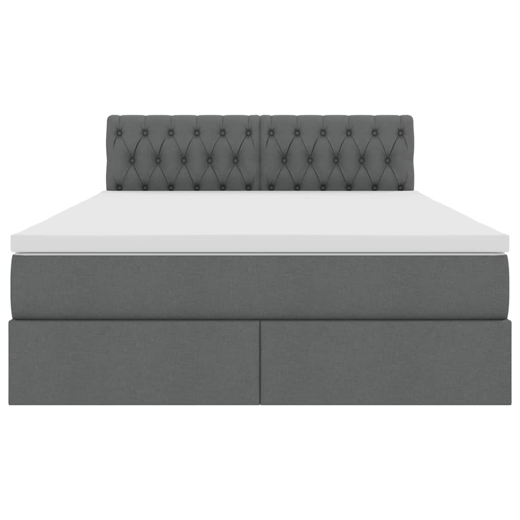 Storage Bed with Mattress Dark Grey 152 x 203 cm Fabric