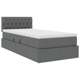 Storage Bed with Mattress Dark Grey 107 x 203 cm Fabric - 45-Degree Angle
