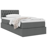 Storage Bed with Mattress Dark Grey 107 x 203 cm Fabric