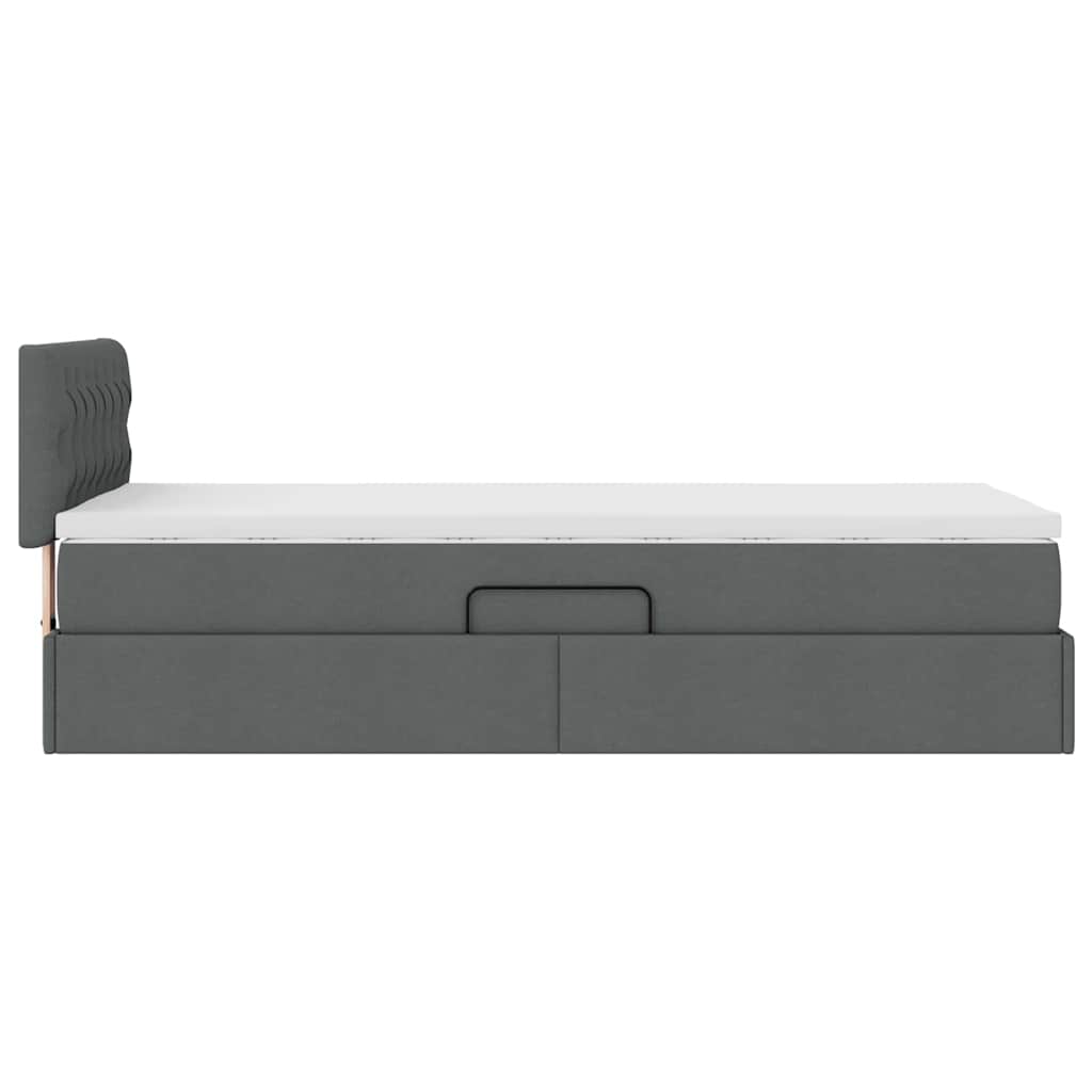 Storage Bed with Mattress Dark Grey 107 x 203 cm Fabric