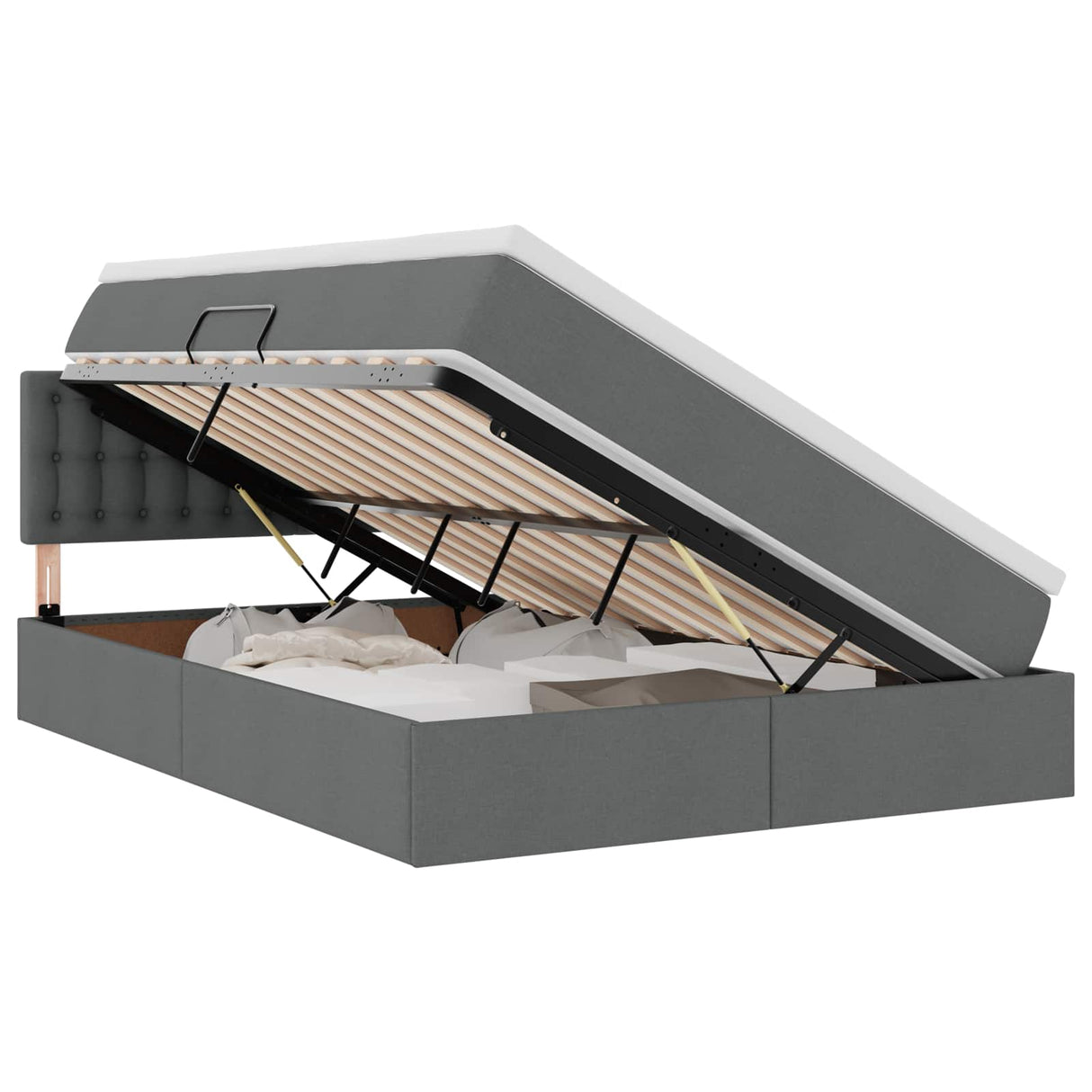 Storage Bed with Mattress Dark Grey 137 x 190 cm Fabric