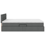 Storage Bed with Mattress Dark Grey 137 x 190 cm Fabric - Extra Image