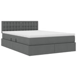 Storage Bed with Mattress Dark Grey 152 x 203 cm Fabric