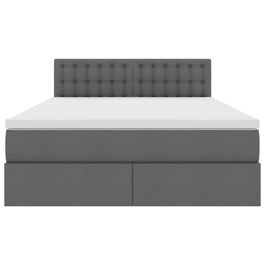 Storage Bed with Mattress Dark Grey 152 x 203 cm Fabric