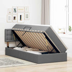 Storage Bed with Mattress Dark Grey 107 x 203 cm Fabric