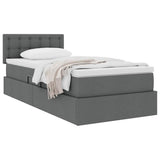 Storage Bed with Mattress Dark Grey 107 x 203 cm Fabric - Side View