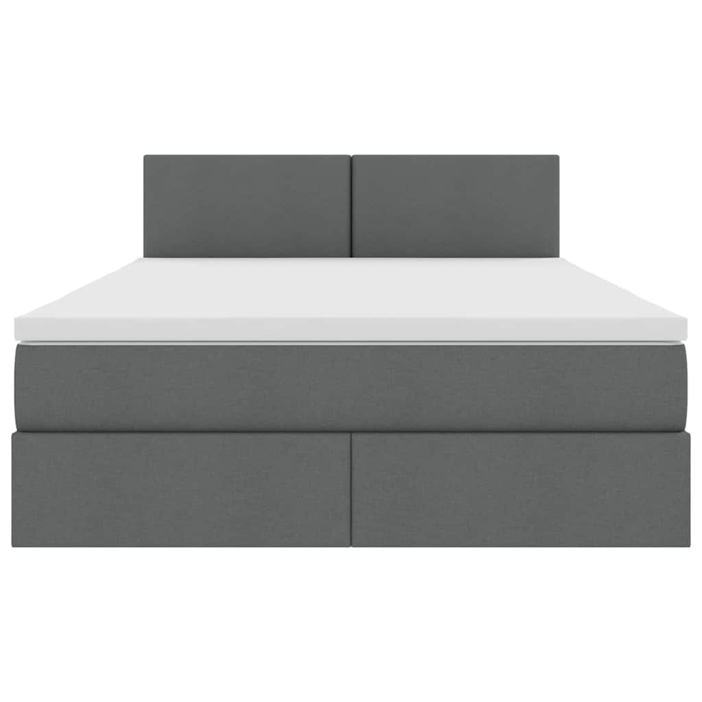 LED Storage Bed with Mattress Dark Grey 137 x 190 cm Fabric