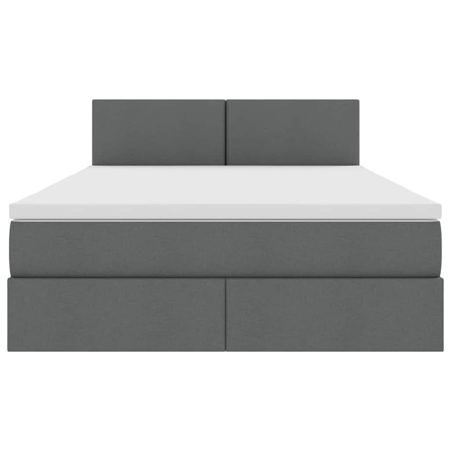 LED Storage Bed with Mattress Dark Grey 137 x 190 cm Fabric