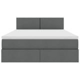 LED Storage Bed with Mattress Dark Grey 152 x 203 cm Fabric