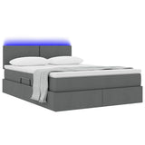 LED Storage Bed with Mattress Dark Grey 152 x 203 cm Fabric
