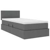 LED Storage Bed with Mattress Dark Grey 107 x 203 cm Fabric - 45-Degree Angle